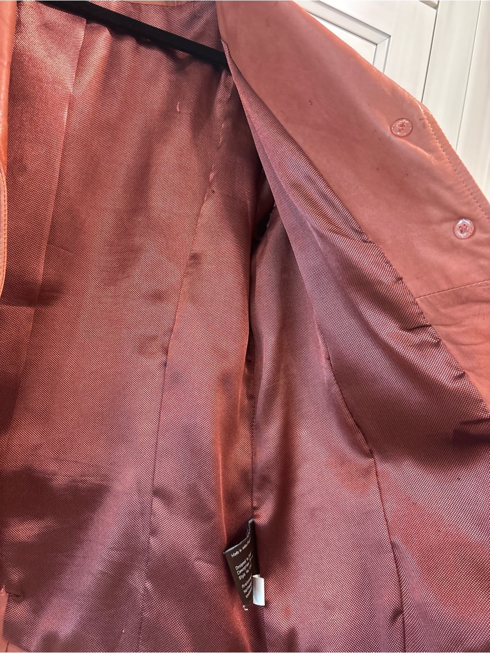 Danier genuine leather blazer jacket coral/dusty rose large button front - Picture 12 of 14